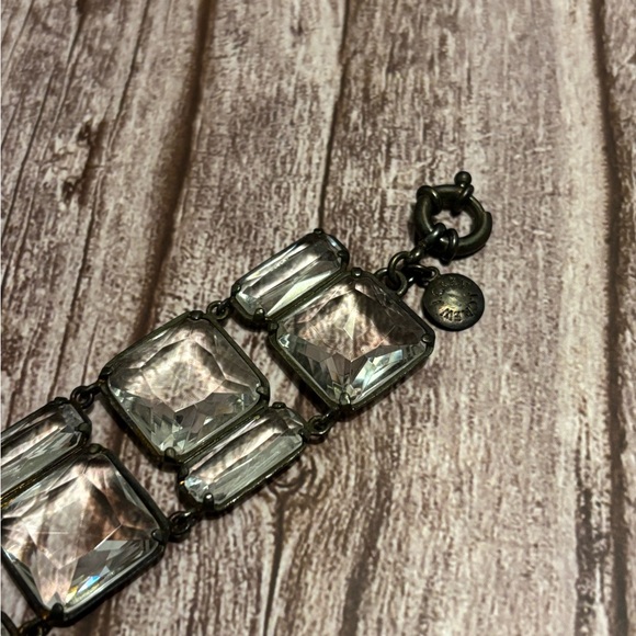 J.Crew Bronze Tone Clear Crystal Bracelet 7-3/4” - Picture 4 of 11